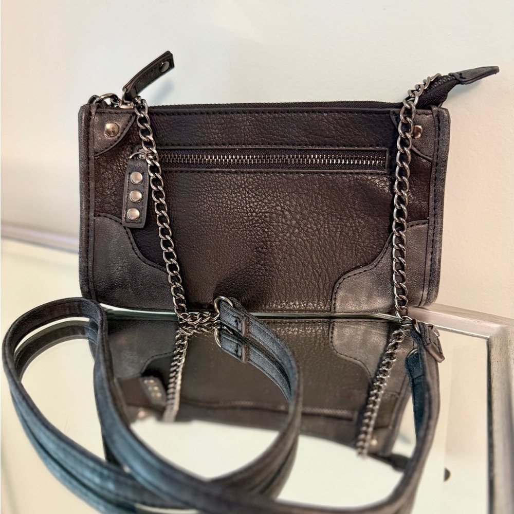 Black Vegan leather Crossbody Bag